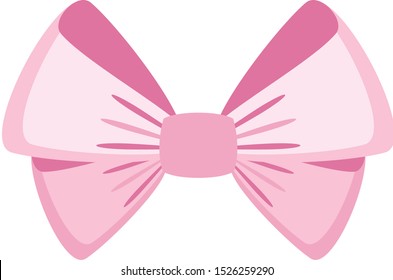 Elegant pink bow from a wide ribbon. Decor for greeting cards for birthday, christmas, new year. Gifts on sale, prize to winner. Surprises for holidays and packing presents. Flat illustration.