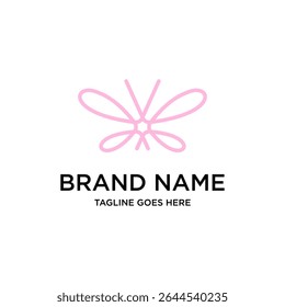 Elegant Pink Butterfly Logo with Clean Lines for Feminine Brand Identity