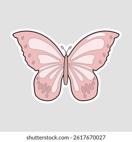 Elegant Pink Butterfly Vector Sticker. A pastel pink butterfly illustration symbolizing love and transformation, perfect for wedding and romantic themed designs