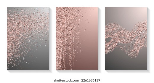 Elegant pink confetti dot scatter texture. Triangle square circle star granules noise. Banner template. Luxury grit elements powder confetti. Party decoration bright splash