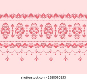 Elegant Pink Damask Lace Pattern Ornamental Vintage Border Design