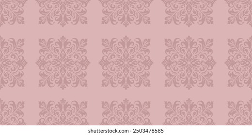 Elegant pink damask pattern with intricate floral designs, perfect for vintage-inspired decor and textiles.