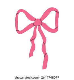 Elegant Pink Decorative Bow with Flowing Loops – Vector Illustration on White Background for Gift Wrapping, Celebrations, Feminine Themes and Creative Design Projects