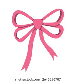 Elegant Pink Decorative Ribbon Bow on White Background – Vector Illustration Symbolizing Celebration, Gift-Giving, and Feminine Style, Ideal for Invitations, Packaging, and Holiday Designs