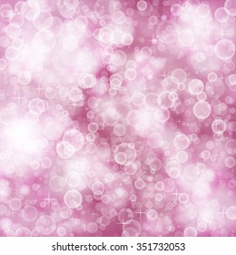 Elegant pink defocused background with bokeh and stars. Vector EPS10