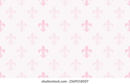 Elegant pink fleur-de-lis pattern on a soft white background.  Perfect for wedding invitations, feminine branding, or delicate design projects.