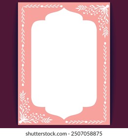 Elegant Pink Floral Border Templates with Space for Text, Perfect for Invitations and Stationery