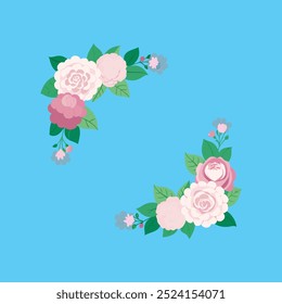 Elegant pink floral frame featuring Peony, Rose, and Hydrangea blooms. Perfect for invitations, cards, or branding, this vector artwork adds a touch of beauty and sophistication to any design.