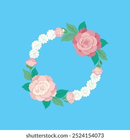 Elegant pink floral frame featuring Peony, Rose, and Hydrangea blooms. Perfect for invitations, cards, or branding, this vector artwork adds a touch of beauty and sophistication to any design.