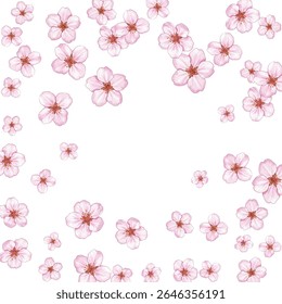 Elegant pink flower petals scattered on a white background, perfect for romantic designs, spring themed projects, invitations, or wallpapers. Delicate, fresh, and visually captivating.