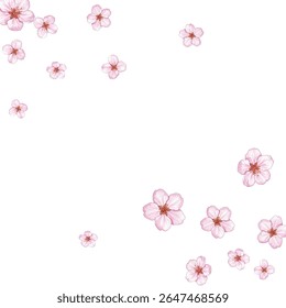 Elegant pink flower petals scattered on a white background, perfect for romantic designs, spring themed projects, invitations, or wallpapers. Delicate, fresh, and visually captivating.