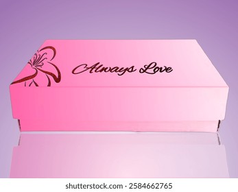 Elegant pink gift box with "Always Love" written on it, ideal for a special gift.