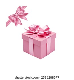 Elegant Pink Gift Box With Ribbon Bow for Special Occasions.