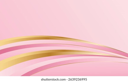 Elegant pink and gold luxury curve background. Abstract beauty wallpaper. Suitable for templates, banners, covers, awards, sales, ads, events, websites, pages, and more
