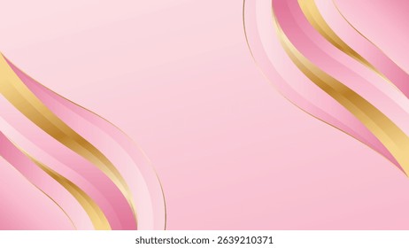 Elegant pink and gold luxury wave background. Abstract beauty wallpaper. Suitable for templates, banners, covers, awards, sales, ads, events, websites, pages, and more