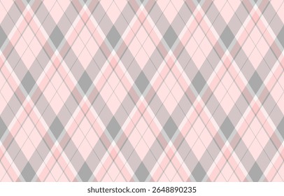 Elegant pink and grey plaid pattern.  Perfect for textile design, website backgrounds, or scrapbooking projects. This delicate diamond pattern evokes feelings of warmth and sophistication.