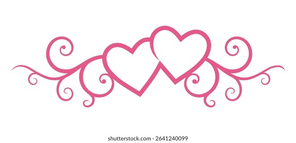Elegant pink heart with decorative flourishes