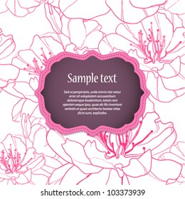 Elegant pink invitation or greeting card with stylish floral background. (vector)