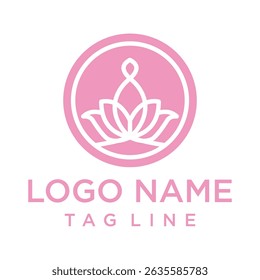 Elegant pink lotus flower logo design symbolizing beauty, purity, balance, and wellness in a modern, minimal style.