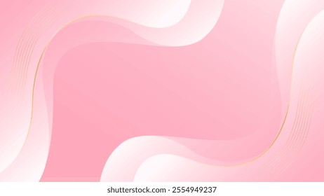 Elegant pink luxury background. Abstract wave dynamic wallpaper with gold lines. Template banner background for beauty products, sales, ads, events, web pages and others