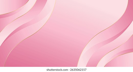 Elegant pink luxury background with golden wavy lines. Suitable for beauty design, templates, banners, cards, covers, awards, sales, events, websites, pages and more