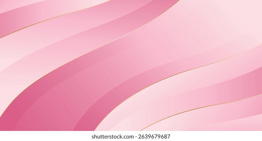 Elegant pink luxury background with golden wavy lines. Suitable for beauty design, templates, banners, cards, covers, awards, sales, events, websites, pages and more	