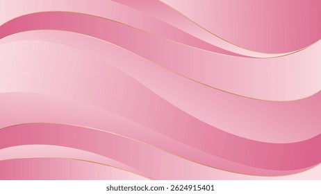 Elegant pink luxury wave background with gold accents. Suitable for beauty design, templates, banners, cards, covers, awards, sales, events, websites, pages, and more