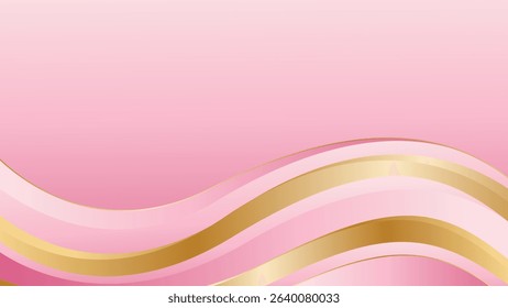 Elegant pink luxury wave background with gold accents. Suitable for beauty design, templates, banners, cards, covers, awards, sales, events, websites, pages, and more
