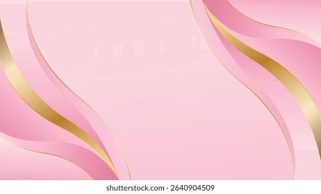 Elegant pink luxury wave background with gold accents. Suitable for beauty design, templates, banners, cards, covers, awards, sales, events, websites, pages, and more