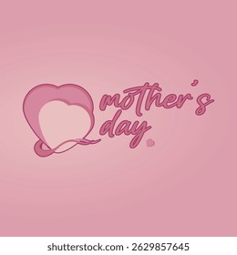 Elegant pink Mother's Day design with heart and handwritten typography. Perfect for greeting cards, social media posts, and holiday-themed graphics