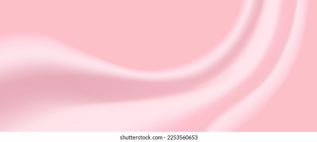 Elegant pink pastel silk 3d background for banners, covers, presentations in cosmetology, medicine, jewelry or fashion. Vector smooth luxury cream texture cloth.