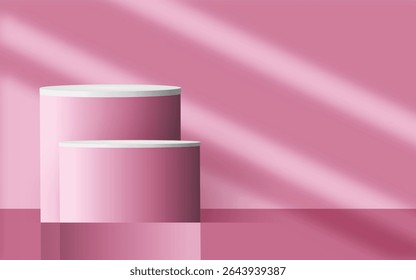 Elegant pink podiums with 3D shading, perfect for beauty product showcases, luxury brand displays, and high-end retail visuals.