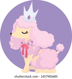 Elegant Pink Poodle with Crown