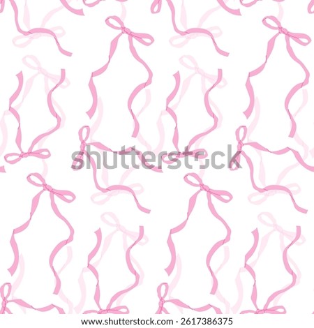 Elegant pink ribbon pattern on a white background for decorative purposes in crafting projects