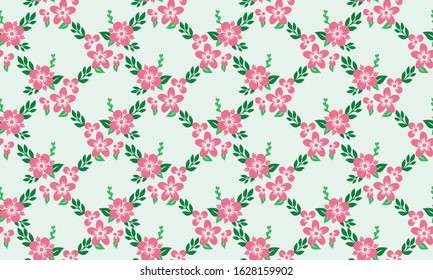 Elegant pink rose flower for valentine, with pattern background of leaf and floral.