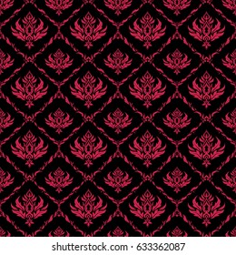 Elegant pink seamless pattern with and Mandala elements. Nice vector hand-drawn illustration.