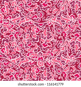 Elegant pink vegetative seamless pattern. Vector background.