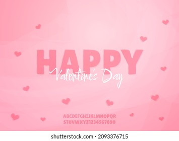 elegant pink watercolor happy valentines day text effect with love