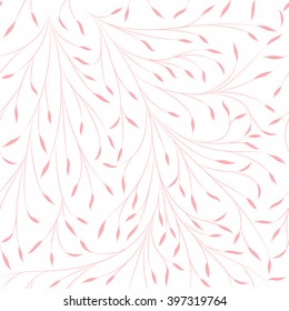 elegant pink willow, osier pattern on white background