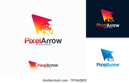 elegant Pixel Arrow logo template, Fast Cursor logo designs concept, Pixel Cursor logo template