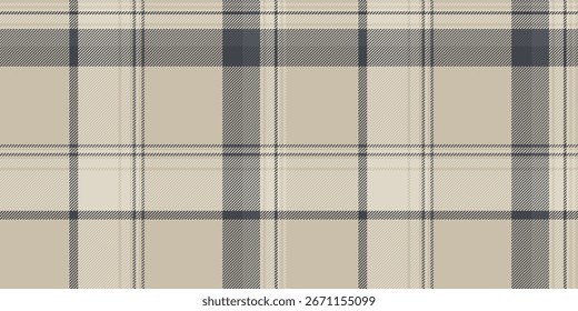 Elegant plaid pattern in neutral tones. Classic textile design for backgrounds, apparel, or digital projects requiring a timeless, subtle texture.