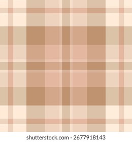 Elegante estampado de cuadros en tonos beige y marrón suaves. Diseño textil clásico perfecto para fondos, ropa y proyectos gráficos. Representa comodidad y estilo.