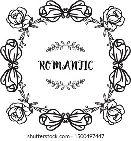Elegant plant of leaf flower frame, for style of card romantic. Vector