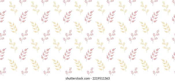 Elegant plant seamless pattern. Vector illustration of simple field plants.