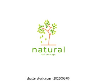 Elegant plant, tree, or floral foliage logo design with fall concept