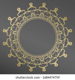Elegant plate with an interesting geometric pattern in gold. Home  decor, interior design.