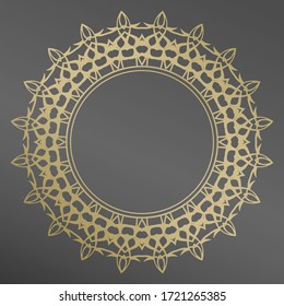 Elegant plate with an interesting geometric pattern in gold.  Home  decor, interior design. Frame.
