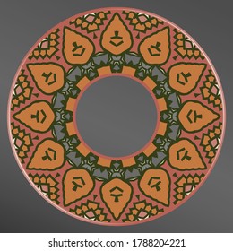 Plato elegante con un interesante patrón geométrico. Decoración casera, diseño de porcelana.