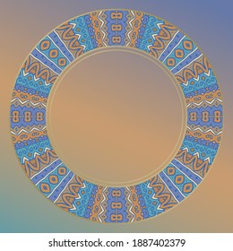 Elegant plate with an interesting geometric pattern. Home decor, porcelain design. Frame.