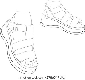 Elegant platform sandals. For comfortable wear throughout the day. A lightweight model with a stable platform and a comfortable fit. Women's sandals.